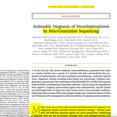 Actionable Diagnosis of Neuroleptospirosis by Next-Generation Sequencing